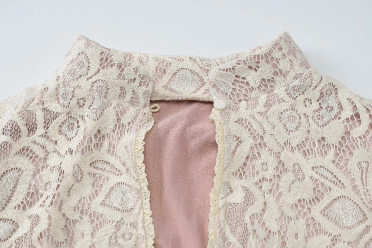 NIDANSSI White Lace Lining Hollow Out Autumn Dress Women 2024 Robes Elegant Evening Party Dress Bodycon Mini Dress Vestidos