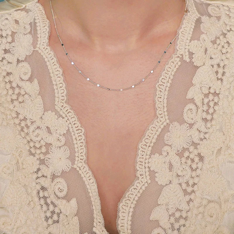 Chains Necklace for Women Stainless Steel Link Woman's Slim Pendant Lobster Clasp Adjustable Clavicle Chain Female Collars