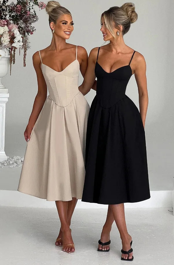 NIDANSSI White Slim Backless Robes Evening Party Dress Women Pleated Bodycon Elegant Sexy Dress Midi Long Summer Dress Vestidos