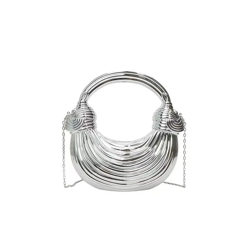 Mini Golden Evening Bag Purses and Handbags Luxury Designer Shoulder Bags Knot Noodle Party Wedding Acrylic Shiny Clutch Purse