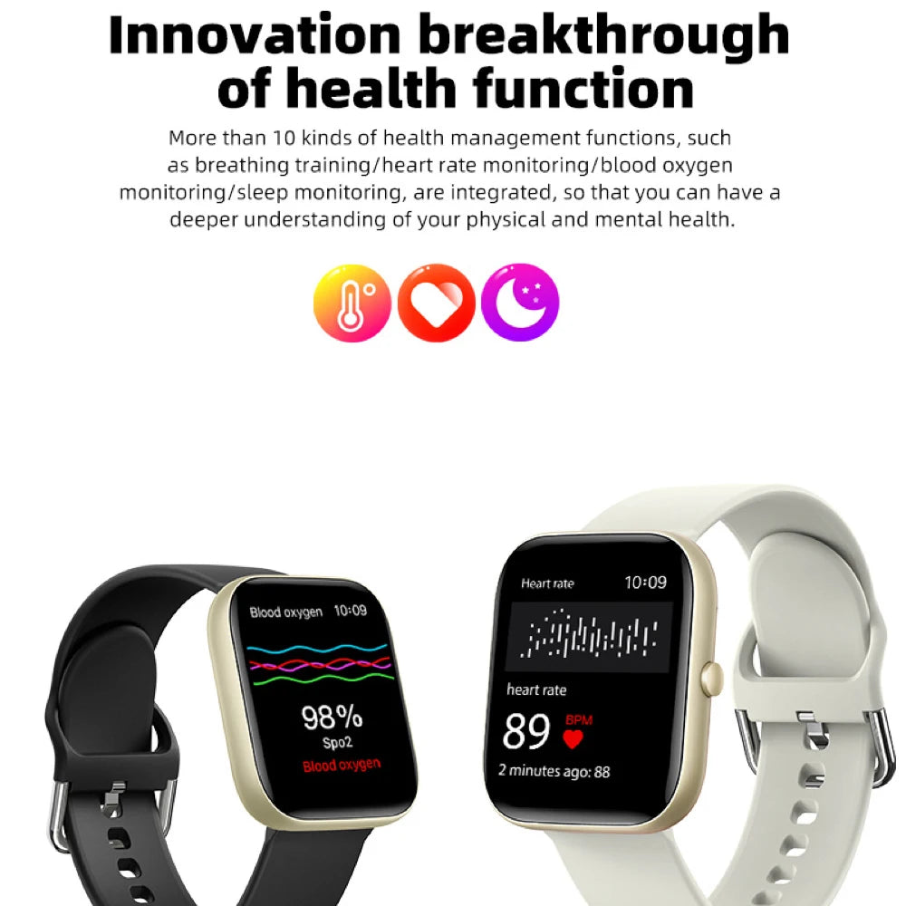 New Smart Watch New Fashion Men Women Blue Tooth Call Music Waterproof Sport Heart Rate Blood Oxygen Smartwatch Information push