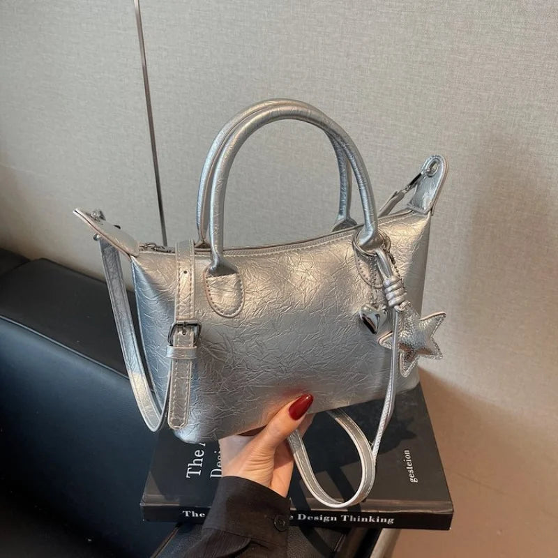 Luxury Designer Messenger Bag For Ladies, Genuine Leather Crossbody Purse With Detachable Strap, Vintage Shoulder Work Tote