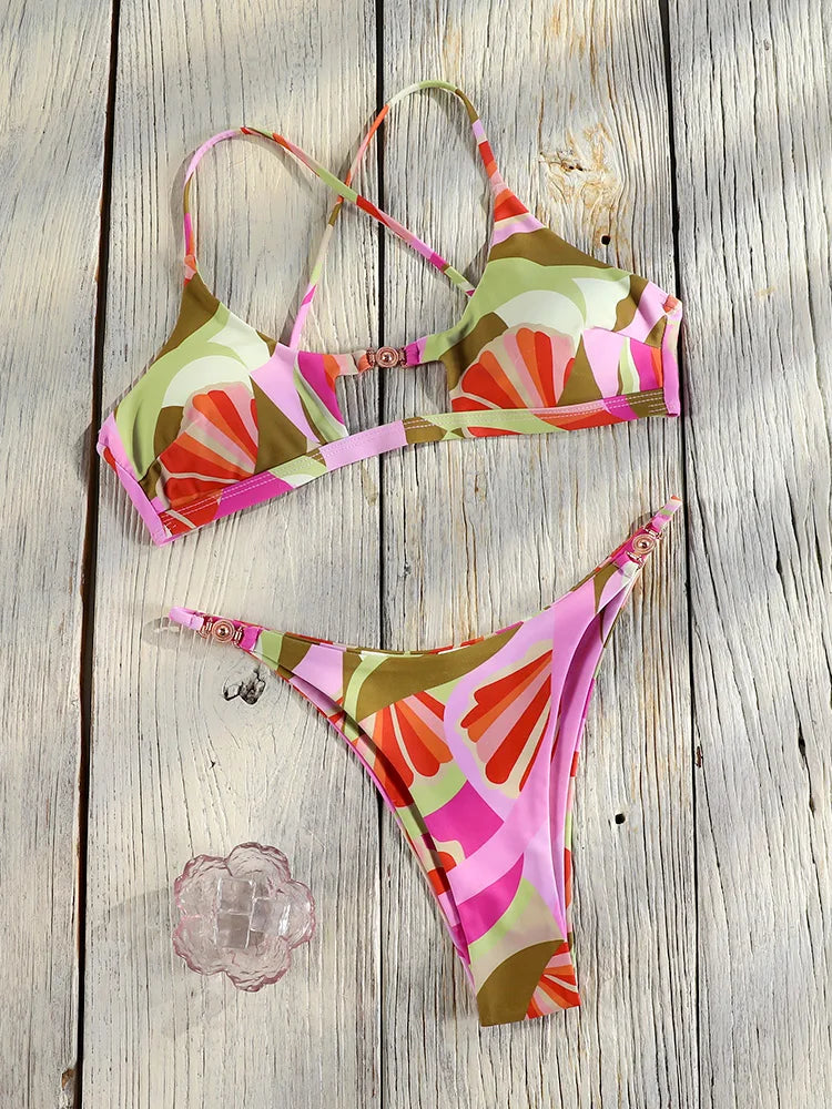 Red Bikinis Sexy Bikini Set 2025 Swimwear Low Waist Swimsuit For Women Cut Out String Beachwear Two Piece Suits Solid Bikini Set