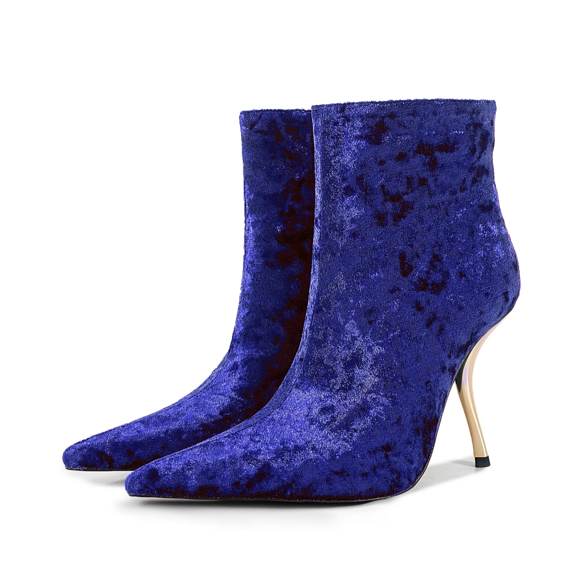 2025European AndAmerican Women's Autumn Andwinter New Style Metal High Heels,advanced Stonepattern Sidezipper Pointed Shortboots