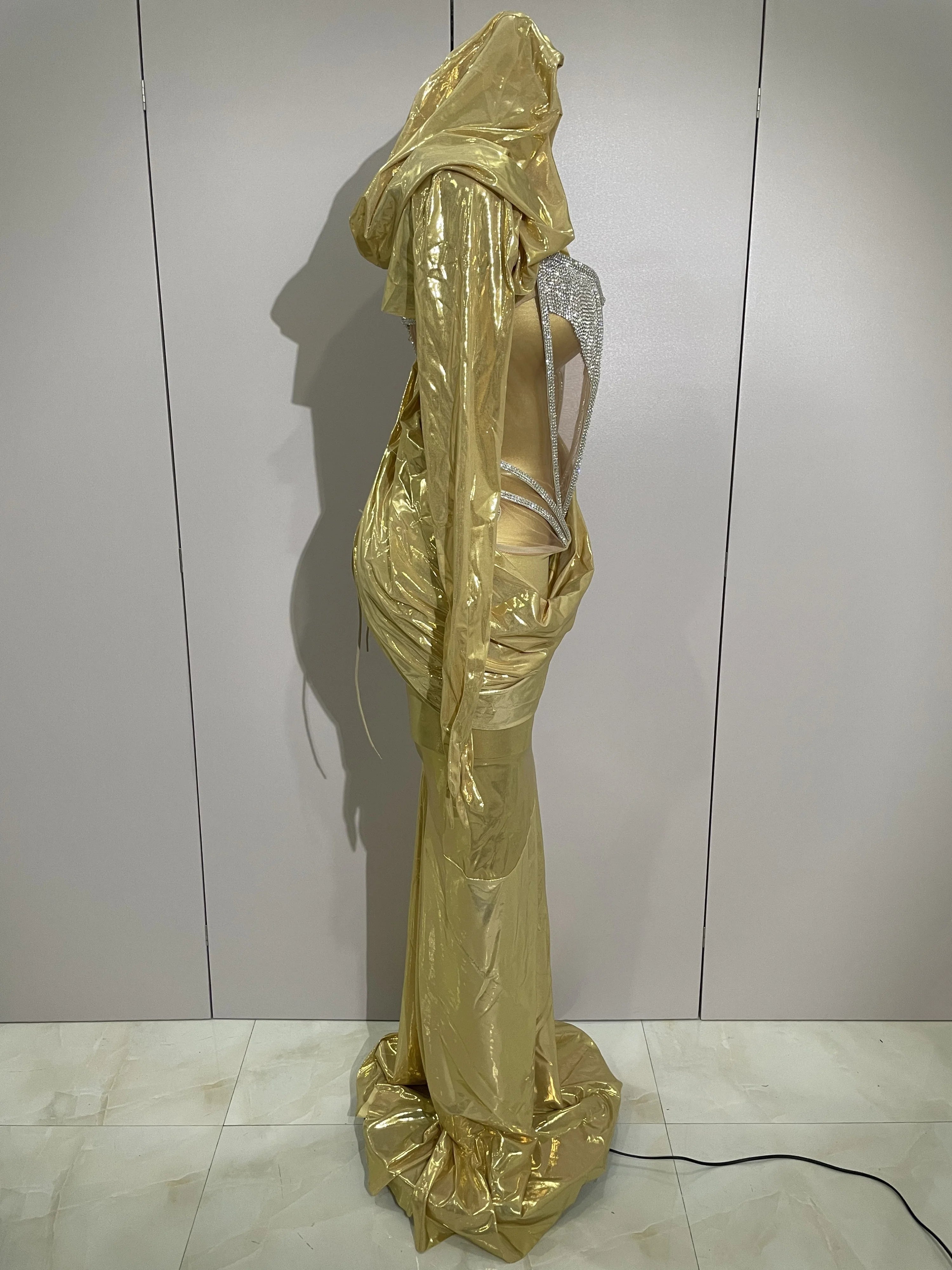 Stage Costume Sparkly Nightclub Gogo Party Dress Women Carnival Party Outfit Festival Cool Clothing Hoodie Dress Two Piece Set