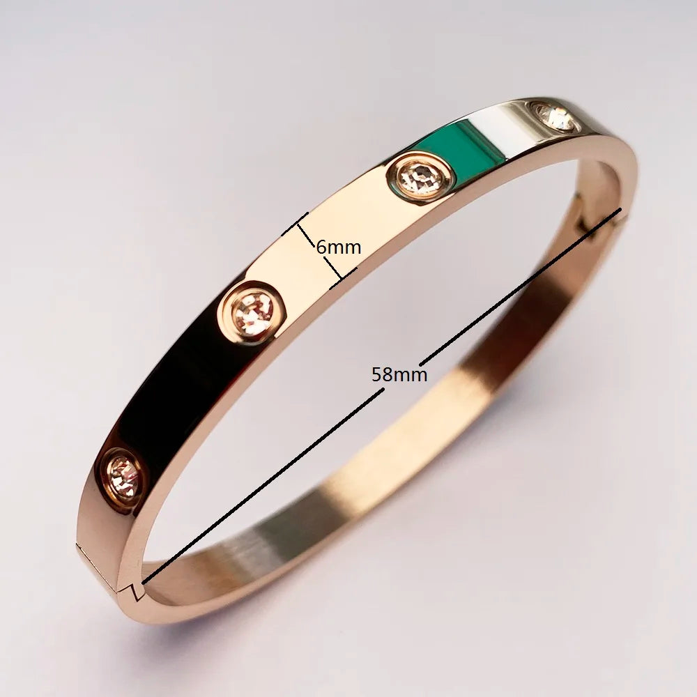 2023 New Design Gold Color Zircon And Cross Nut Nail Bracelet Gold & Bangle For Woman Stainless Steel Screw Brand Jewelry