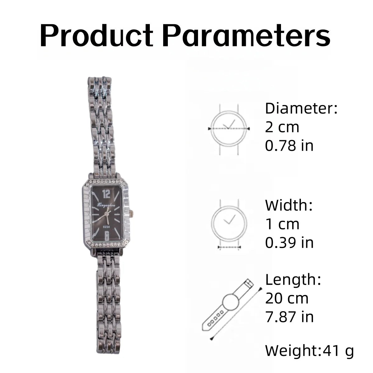 Women's Classic Watch Distinctive Rectangular Dial Sophisticated Chain Strap Durable Quartz Engine Christmas and Birthday Gifts