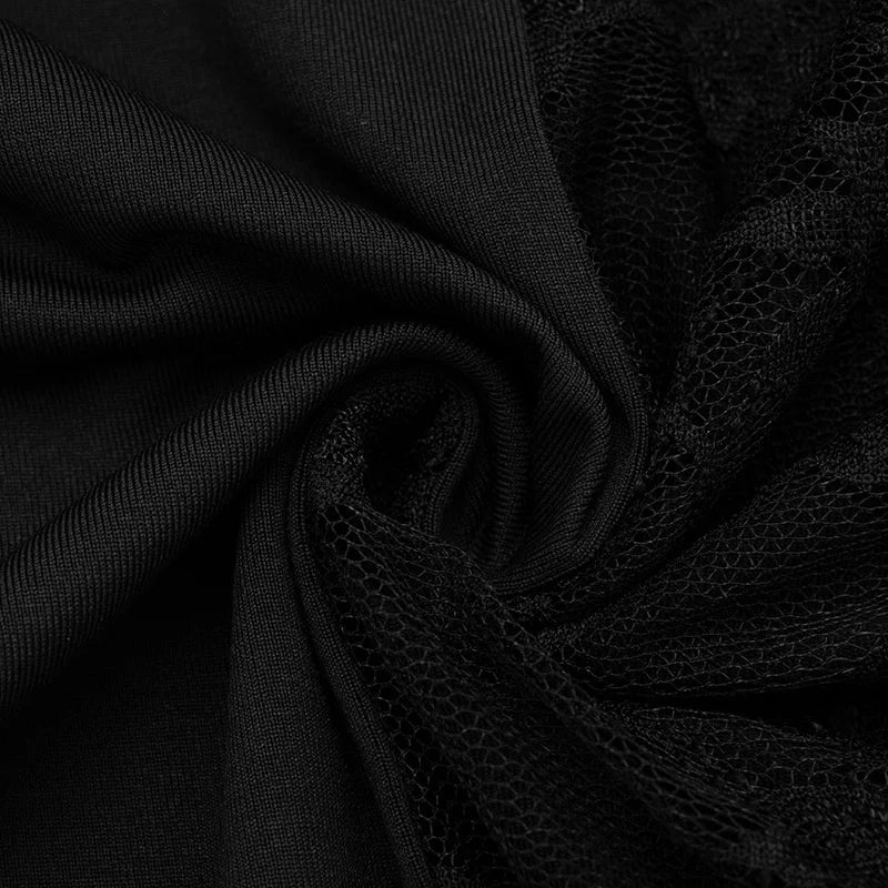 Mozision Lace See Through Long Sleeve Sexy Maxi Dress Women Black Patchwork Hollow Out High Waist Bodycon Club Party Long Dress