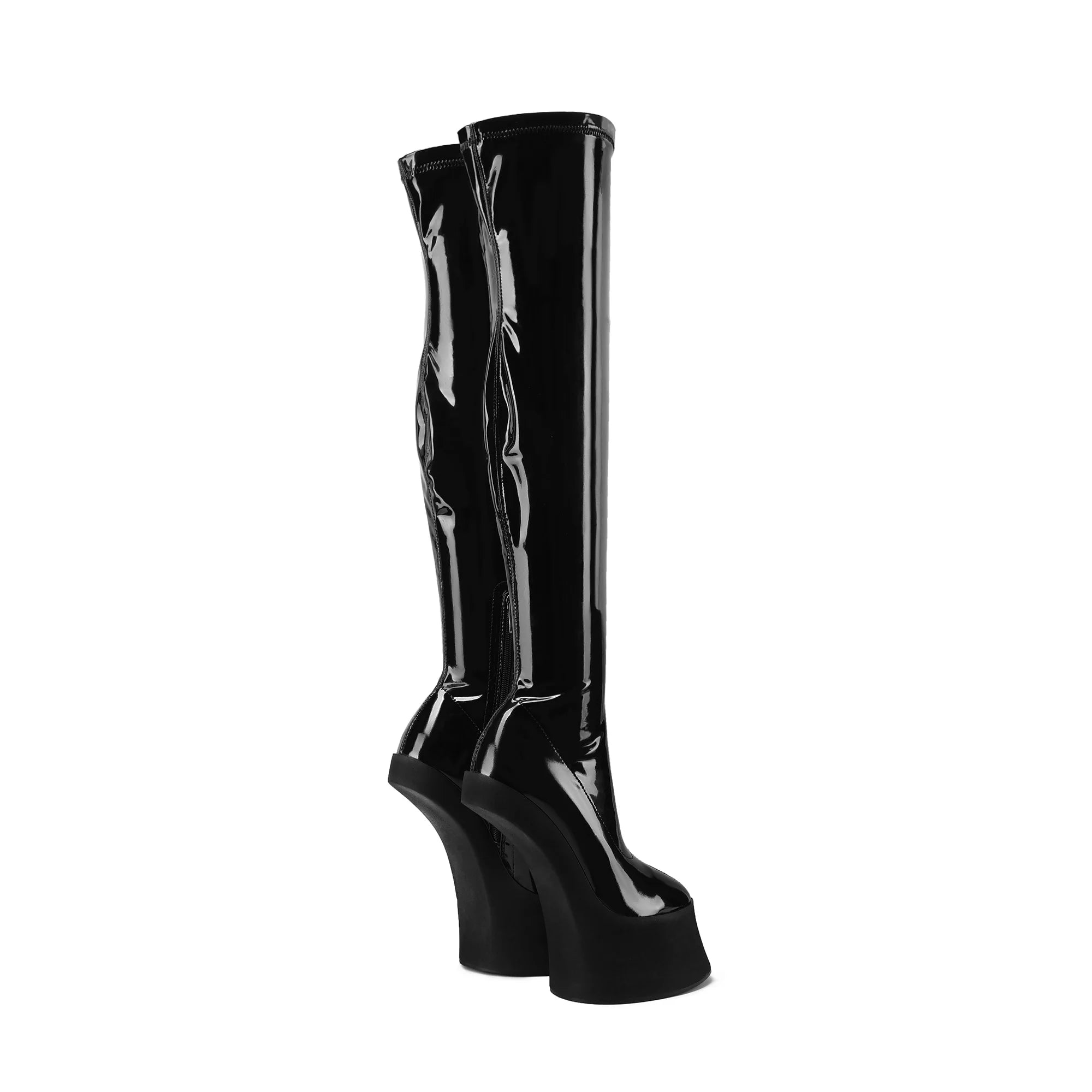 2025 European and American women's fashion opposite sex tailless design dance runway short bootswith side zipper knee high boots