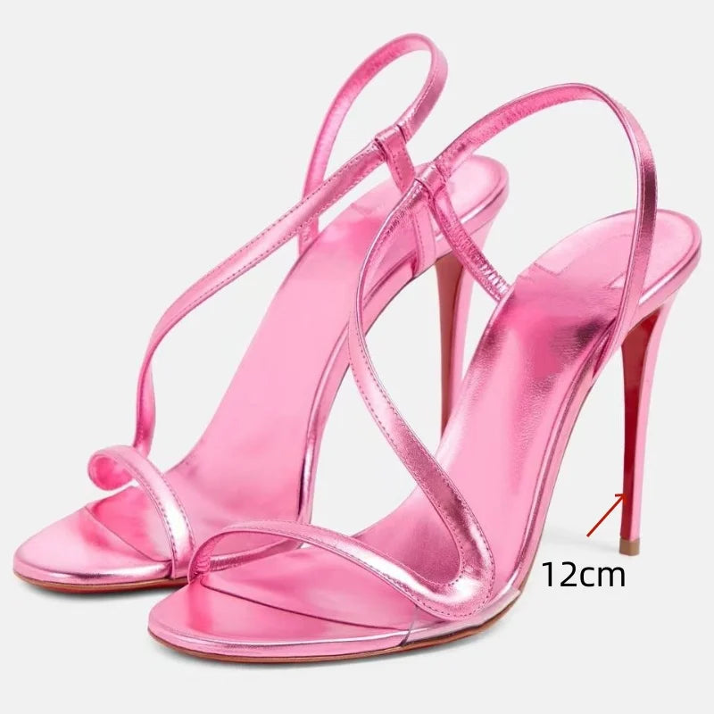 2025 European and AmericanWomen's Summer NewMulti ColorSerpentine Wrapped StrawStiletto High Heels Sexy Outerwear French Sandals