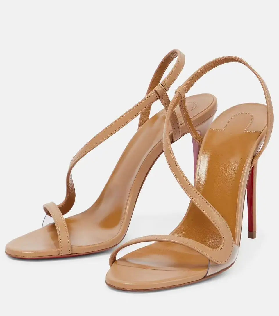 2025 European and AmericanWomen's Summer NewMulti ColorSerpentine Wrapped StrawStiletto High Heels Sexy Outerwear French Sandals