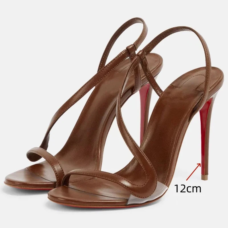 2025 European and AmericanWomen's Summer NewMulti ColorSerpentine Wrapped StrawStiletto High Heels Sexy Outerwear French Sandals