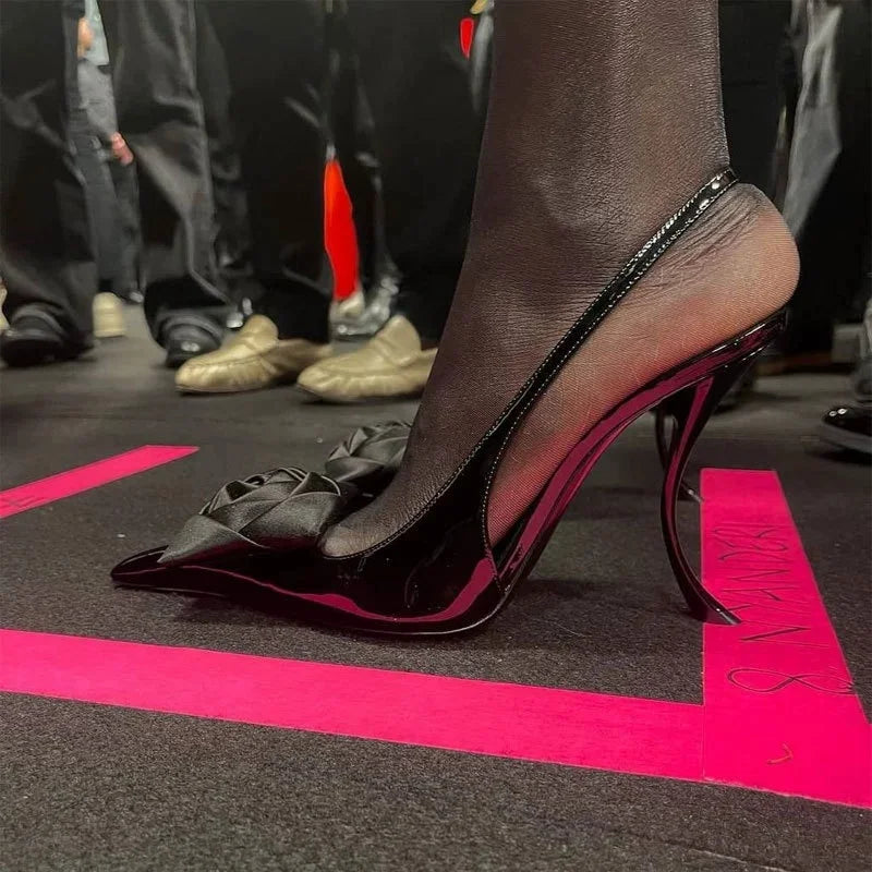 2025 Summer New Brand Luxury High-heeled Sandals Pointed Toe Fashion Flower Decoration Women Pumps Sexy Thin Heels Femme Shoes