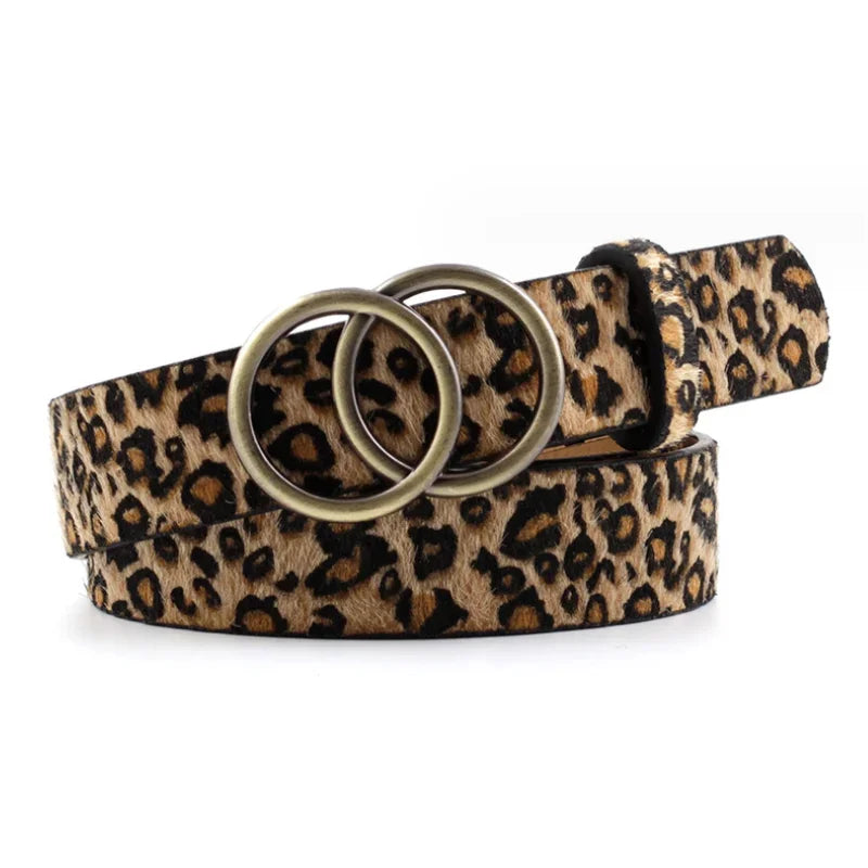 Leisure Double Ring Women Belt Fashion Waist Belt PU Leather Metal Buckle Heart Pin Belts For Ladies Dress Jeans Wild Waistband