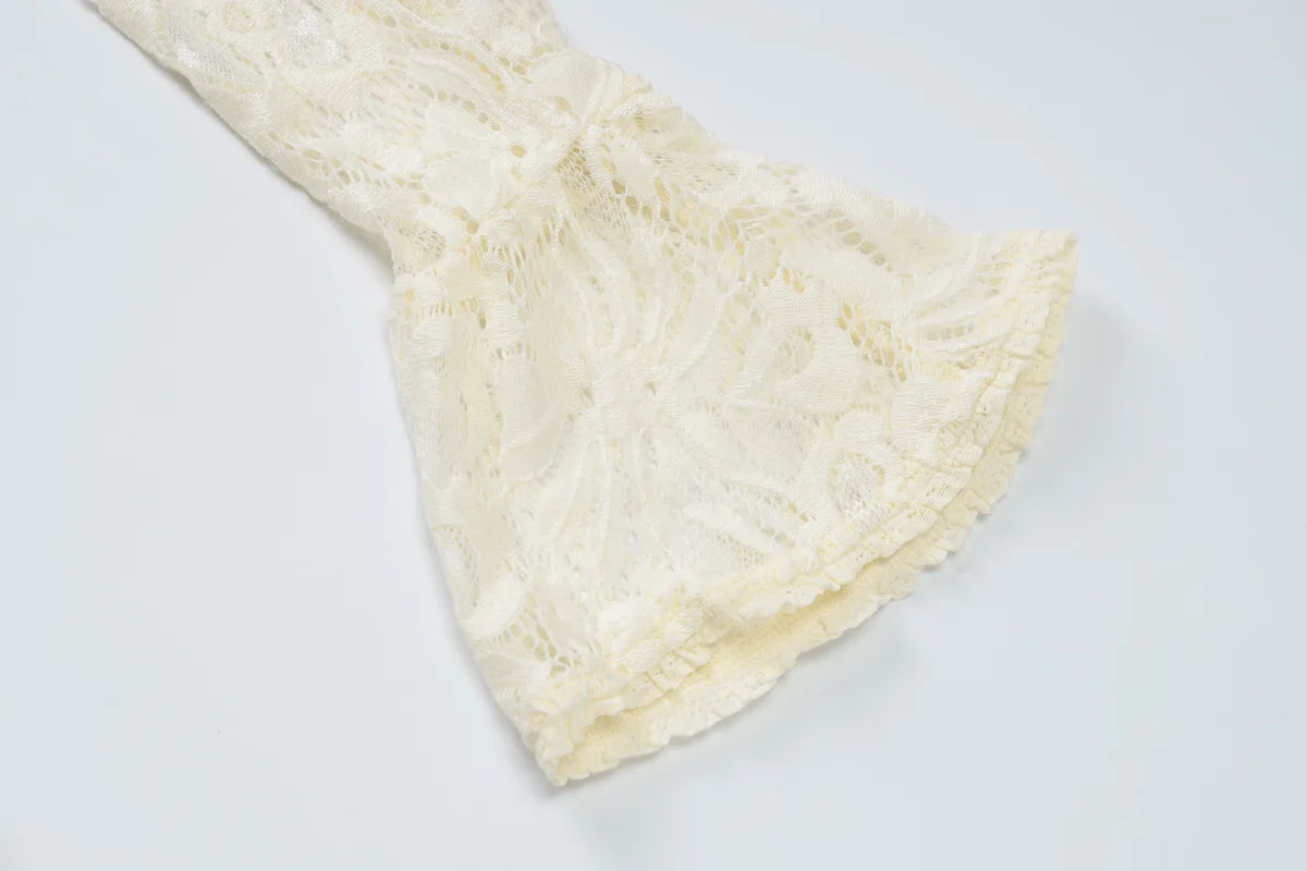 NIDANSSI White Lace Lining Hollow Out Autumn Dress Women 2024 Robes Elegant Evening Party Dress Bodycon Mini Dress Vestidos