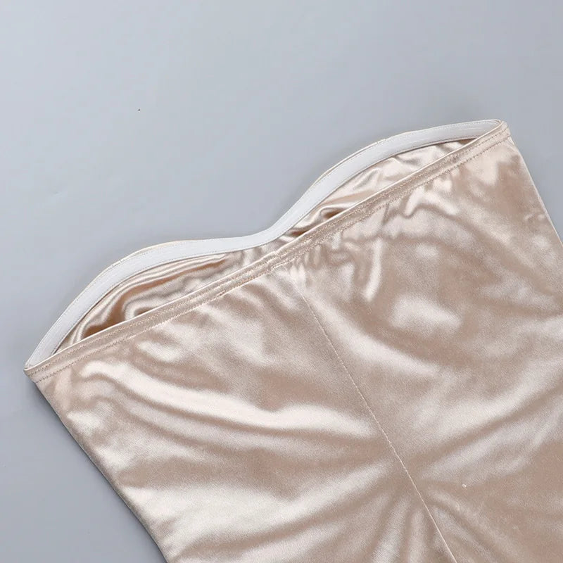 NIDANSSI 2025 Strapless Backless Backless Evening Party Dress Women Ruffle Elegant Sexy Dress Bodycon Midi Summer Dress Vestidos