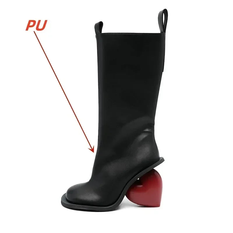 2024 New Women's Genuine Leather Mid Top Boots Fashion Round Toe High Heel Ankle Shoes with Zipper Stylish Comfortable Footwear