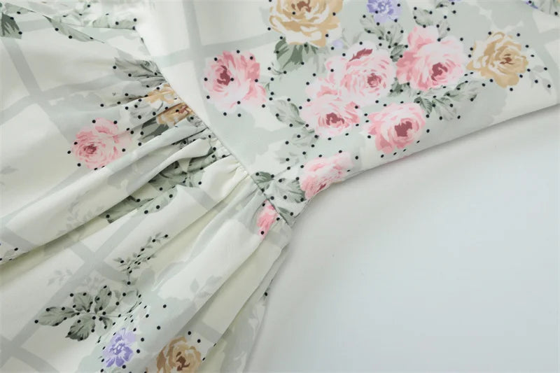 Mozision Spaghetti Strap Print Midi Dress Women Fashion Off-shoulder Sleeveless Backless A-line High Waist Pleated Long Dress