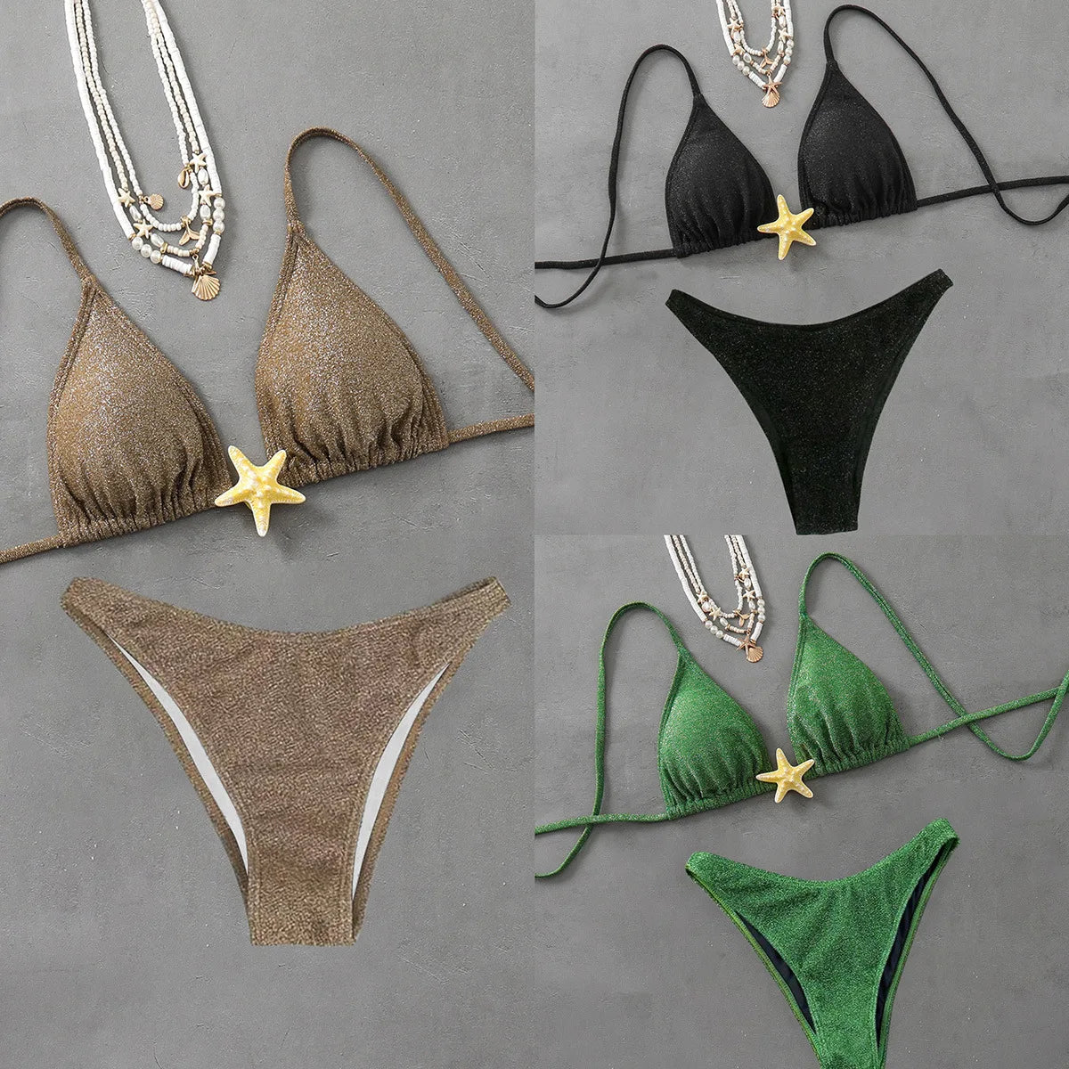 Summer New Lace-up Starfish Accessories Bikini Sexy Beach Split Swimsuit