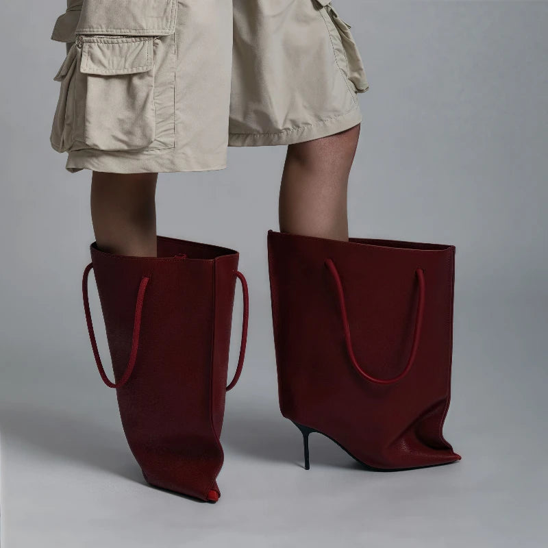 European and American Light Luxury Small Fragrance Fashion, Slim High Heels, Short Boots, Women's Sexy Big Tube Fashion Shoes