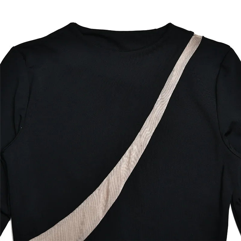 Mozision Turtleneck Long Sleeve Bodycon Maxi Dress For Women Autumn New Patchwork Hollow Out Club Party Sexy Long Dress Vestidos