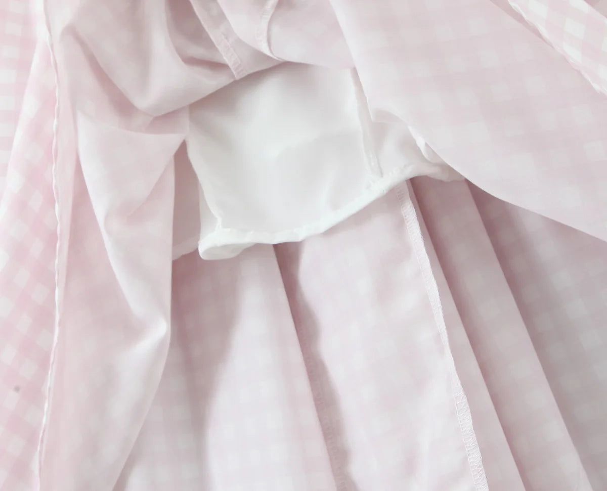 YENKYE Lace Up Bandage Plaid Sling Dress Women Elegant Square Neck Low Waist A-line Midi Summer Dresses Holiday Party Robe 2025