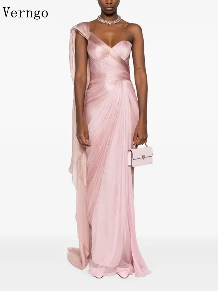 Verngo Pink Elegant Shiny Prom Gowns Sweetheart Mermaid Formal Occasion Dresses Women Modern Prom Party Dress Customized