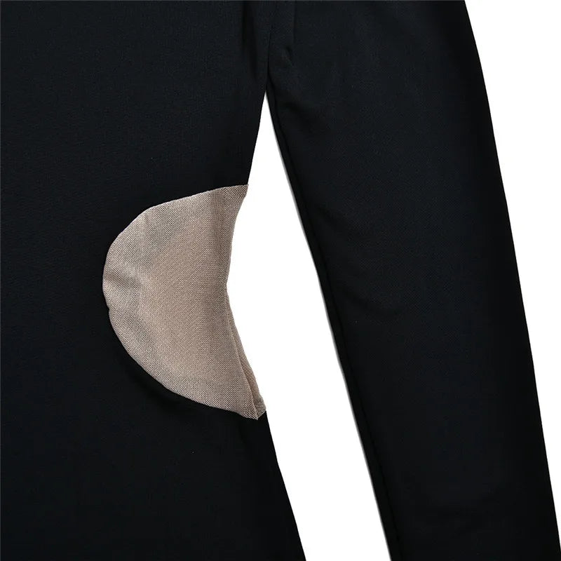 Mozision Turtleneck Long Sleeve Bodycon Maxi Dress For Women Autumn New Patchwork Hollow Out Club Party Sexy Long Dress Vestidos