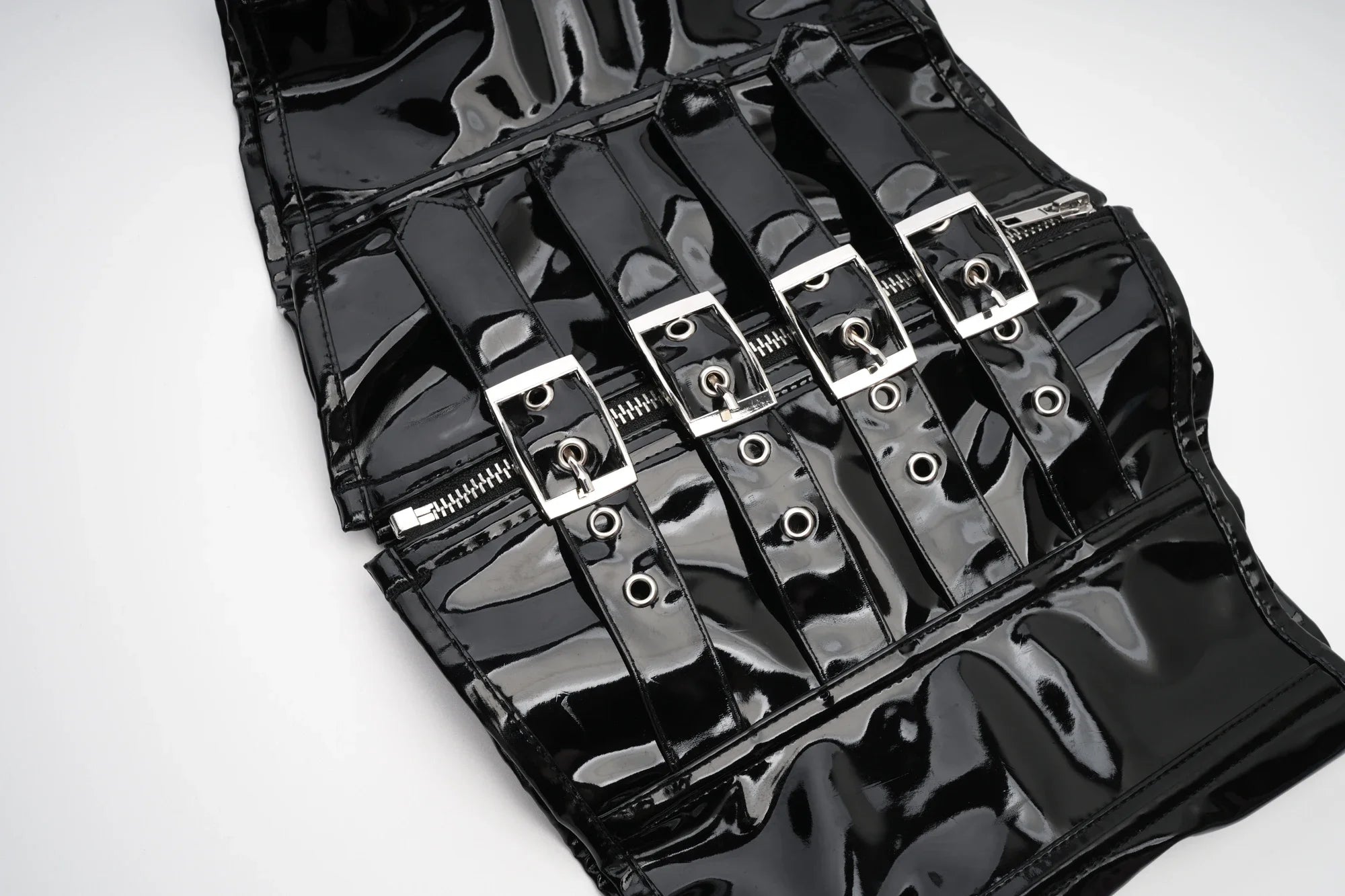 Fashion Steampunk Corset Top Gothic Womens Slimming Underbust PVC Leather Bustier Body Shaper Sexy Zipper Waist Cincher Corselet