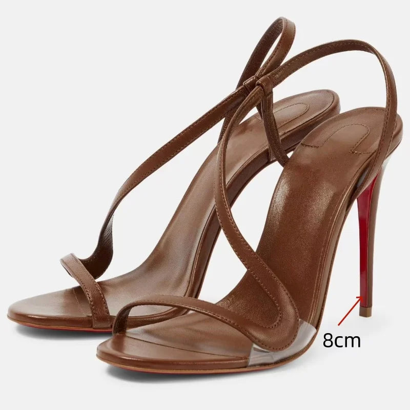 2025 European and AmericanWomen's Summer NewMulti ColorSerpentine Wrapped StrawStiletto High Heels Sexy Outerwear French Sandals