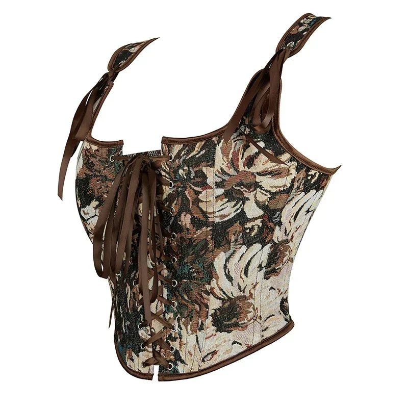 Women's Corset Tank Crop Top Sexy Bandage Lace up Plastic Bones Bustier French Style Body Shaper