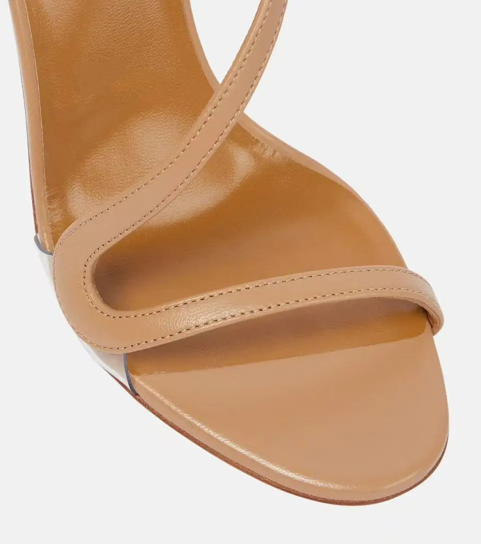 2025 European and AmericanWomen's Summer NewMulti ColorSerpentine Wrapped StrawStiletto High Heels Sexy Outerwear French Sandals