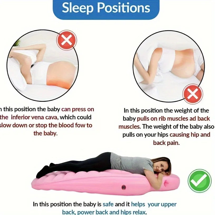 Pregnancy Yoga Mat & Full-Body Support Bed Inflatable Mat with Backrest & Belly Opening, Portable Stable Soft PVC Material