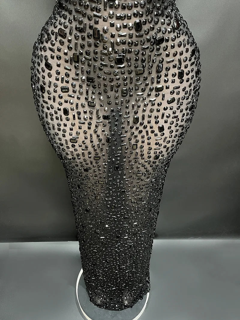 Elegant Luxury Crystal Party Dress Birthday Celebration Dress Bride Diamond Long Prom Dress Mother Formal Grand Party Dress