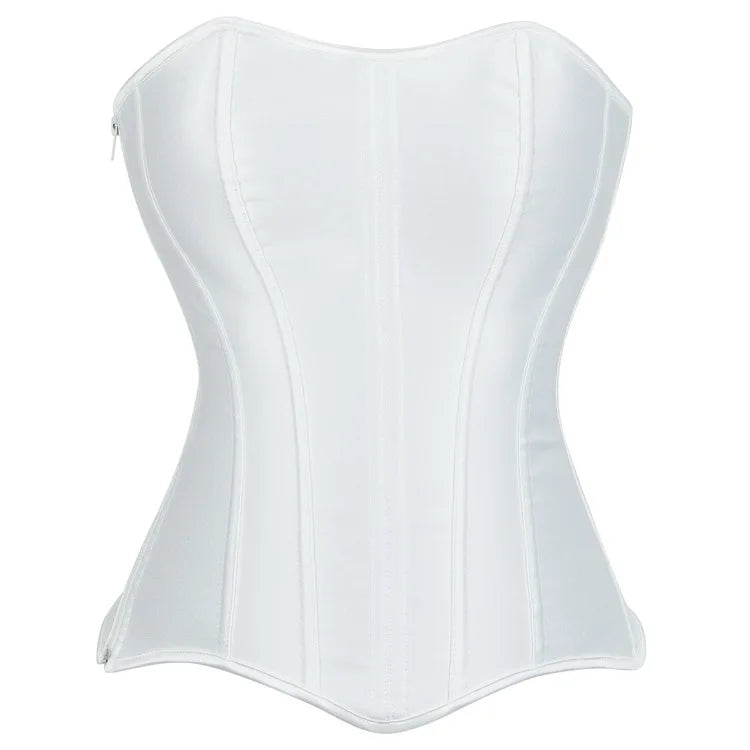 Corsets Bustiers for Women Overbust Corset Top Corselet Sexy Satin Lace up Zipper Corsetto Shaper Gothic Korsett Black