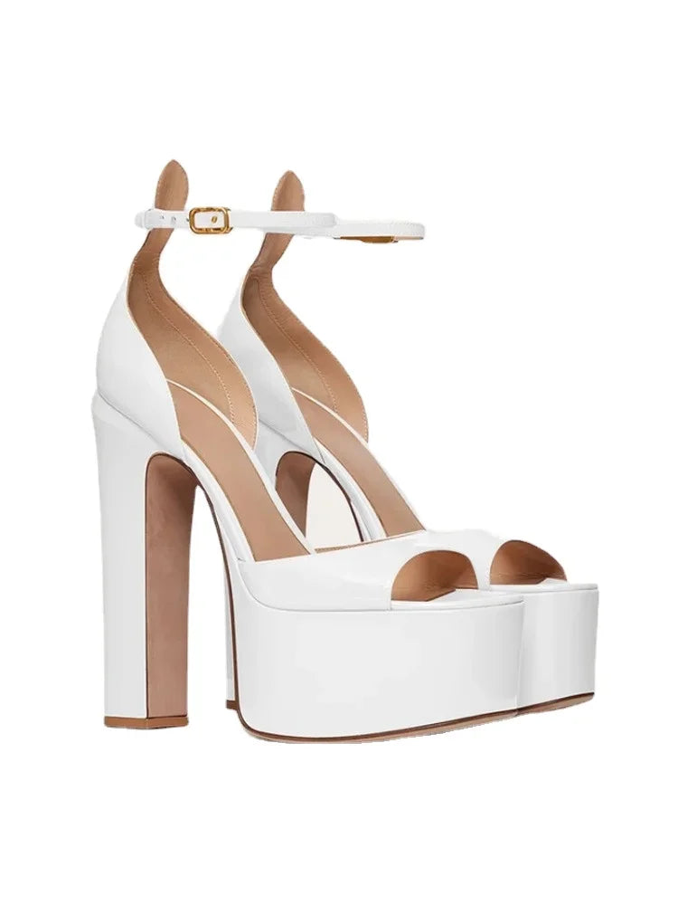 European and American Women's Niche Brand Fashion Sexy Runway Show Banquet Single Shoe Buckle with High Heels Sandals