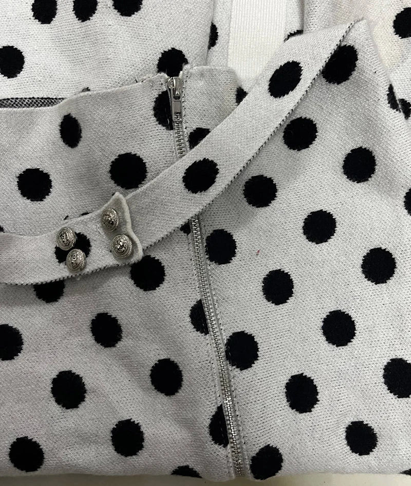 Mozision Halter Backless Polka Dot Dress For Women Fashion Square Collar Sleeveless High Waist A-line Knit Mini Dress Elegant