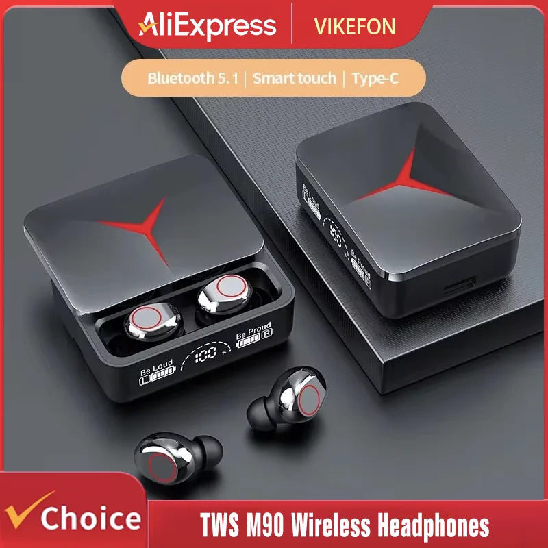 TWS M90 Wireless Headphones Gaming Earphone Bluetooth 5.3 Sport Earbuds with Mic Wireless Headset For iPhone 16 15 14 13 Xiaomi Wofashion.xyz