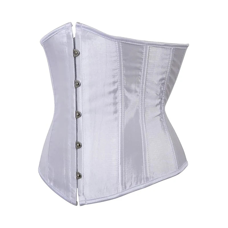 BurVogue Women's Satin Underbust Corset Bustier Waist Training Cincher Plus Size Sexy Lace Up Bustiers & Corsets
