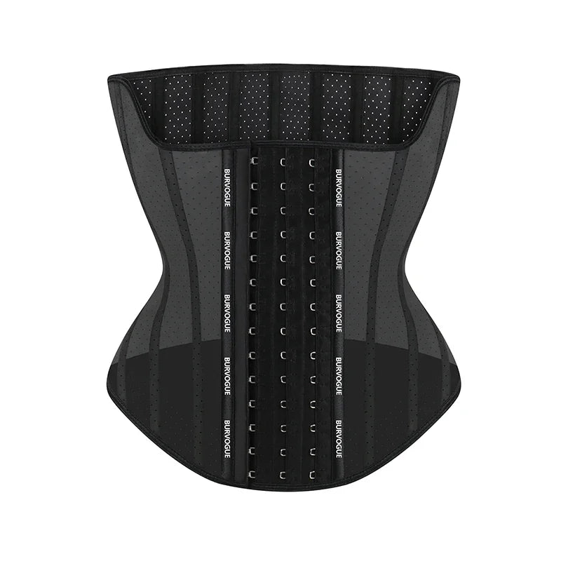BurVogue 17 Steel Boned Underbust Waist Trainer Corset Latex U-shaped Waist Cincher Girdles Tummy Control Hourglass Body Shaper