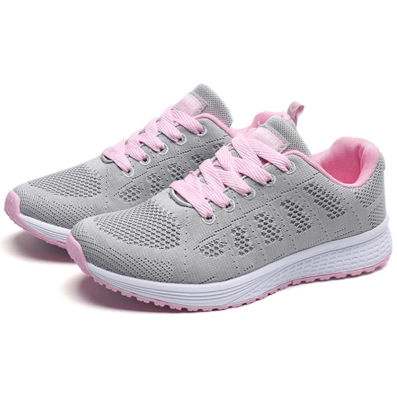 Sneakers For Women Fashion Breathable 2025 New Comfortable Soft Sneakers Women Mesh Fabric Lace Up Woman Shoes Female Footwear