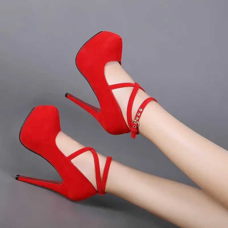 High-heeled shoes spring new style pointy shoes belt buckle high-heeled shoes fashion sandals women's size