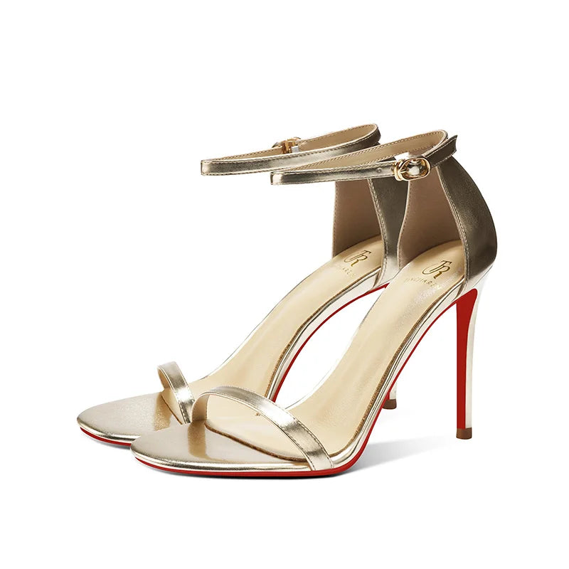 High heeled sandals for women in the summer of 2025, fashionable black, sexy, slim heel, straight buckle high-heeled shoes