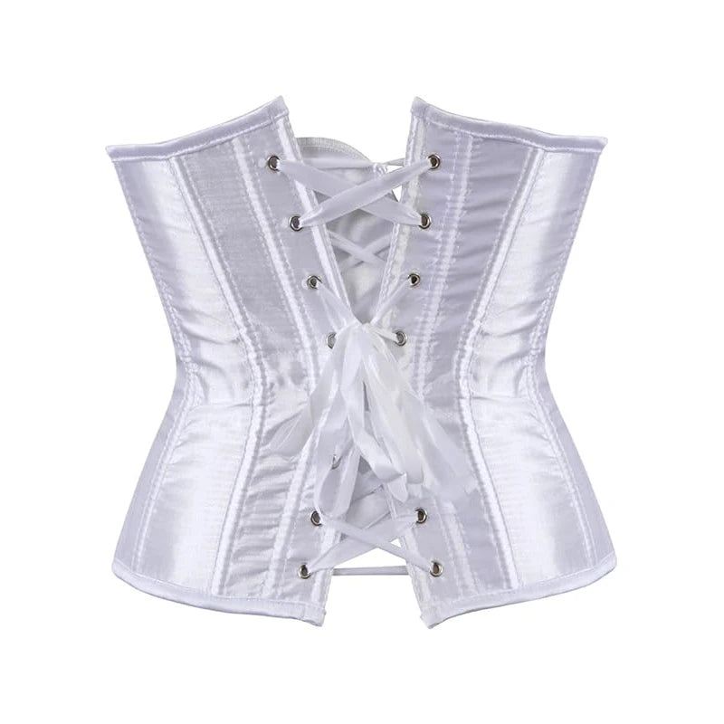 BurVogue Women's Satin Underbust Corset Bustier Waist Training Cincher Plus Size Sexy Lace Up Bustiers & Corsets