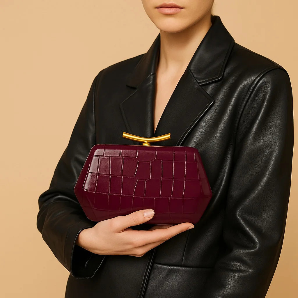 Luxury Design Top-Handle Bag For Women Evening Handbag Long Purse Crocodile Pattern Crossbody Shoulder Bags Fashionable Outfits