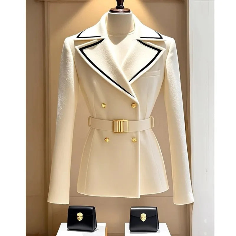 Blazer Coat Women's New 2025 Spring Autumn Casual Top Double-breasted Elegant Office Jacket Waist Fashion Ladies Suit Outerwear Wofashion.xyz
