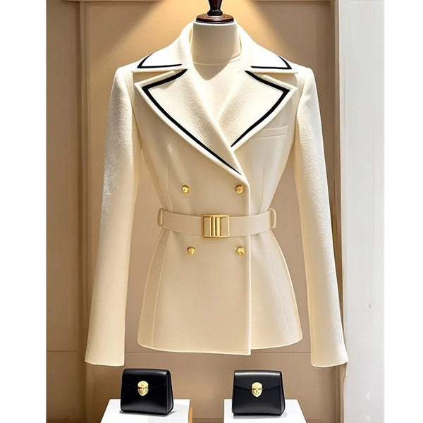 Blazer Coat Women's New 2025 Spring Autumn Casual Top Double-breasted Elegant Office Jacket Waist Fashion Ladies Suit Outerwear Wofashion.xyz