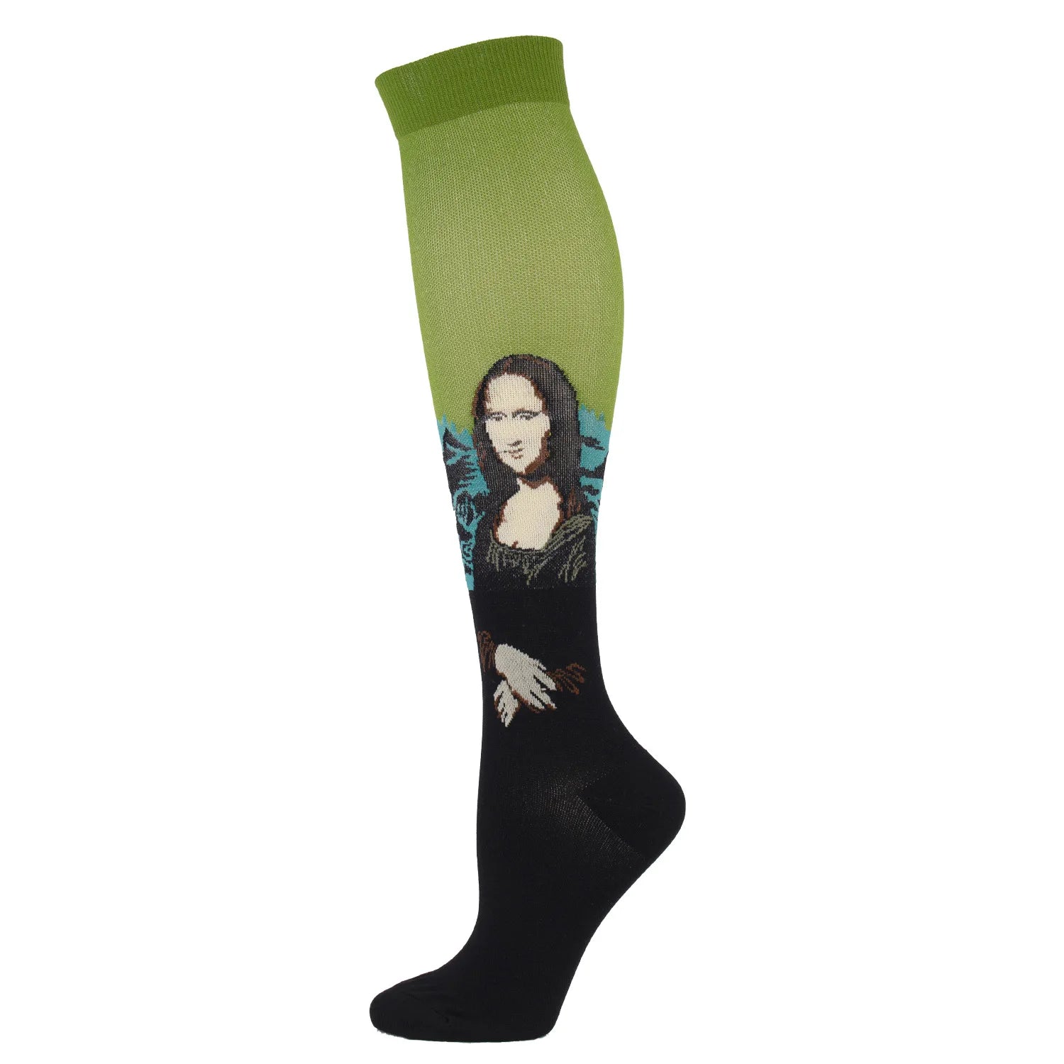 Novelty Funny Compression Socks Men Women Happy Oil Painting Shouting Mona Lisa Smile Hip Hop Nursing Compression Sock Popsocket