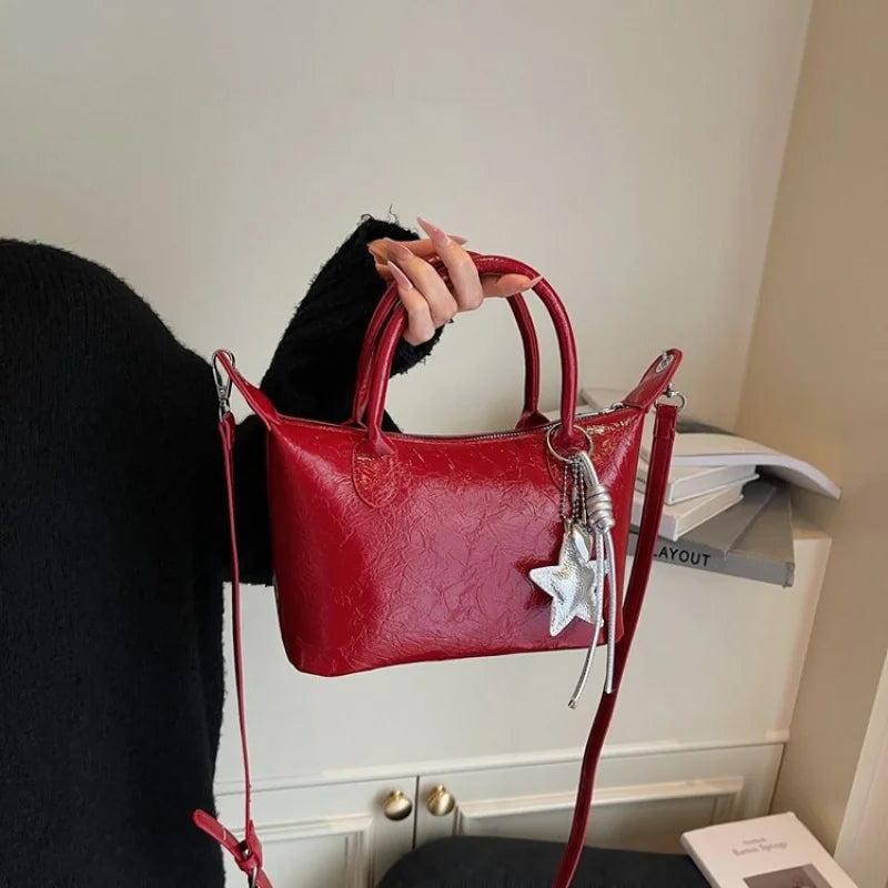 Luxury Designer Messenger Bag For Ladies, Genuine Leather Crossbody Purse With Detachable Strap, Vintage Shoulder Work Tote