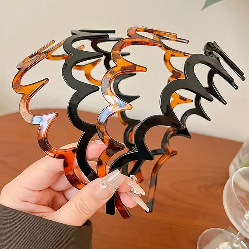 Fashion Wave Headbands for Women Solid Color Toothed Non-slip Hair Bands Girl Face Wash Sports Hairbands Hair Accessories